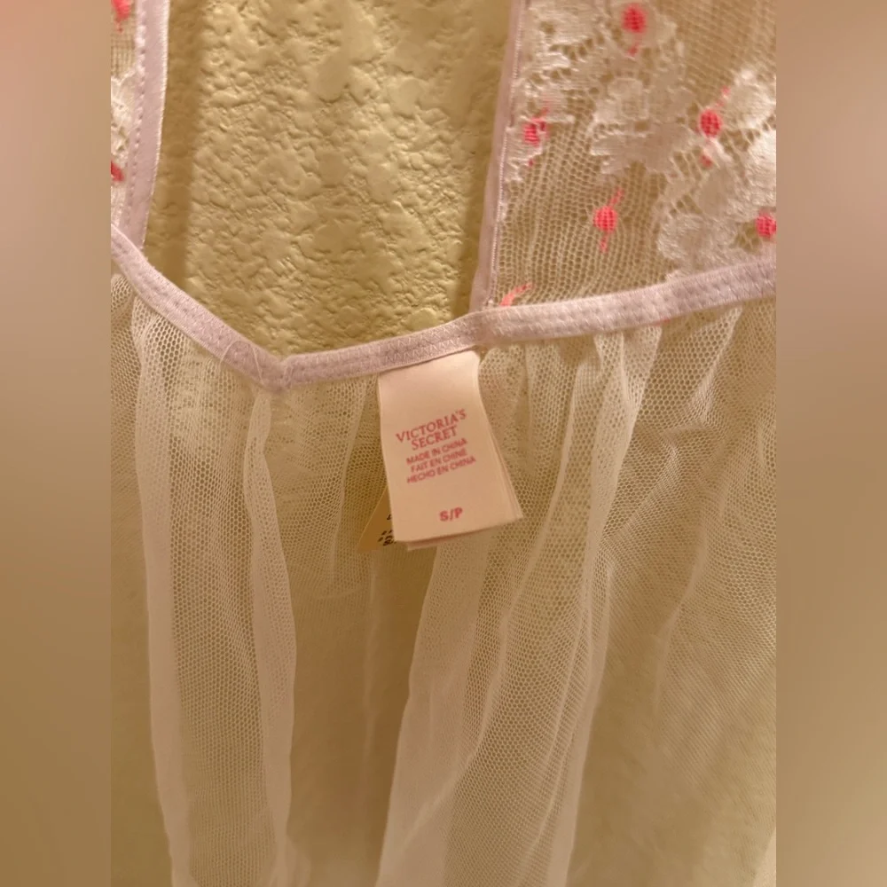 Victoria's Secret Sleepwear Women's Pink Mesh Babydoll Teddy Lace Nightie SzS - Picture 7 of 10